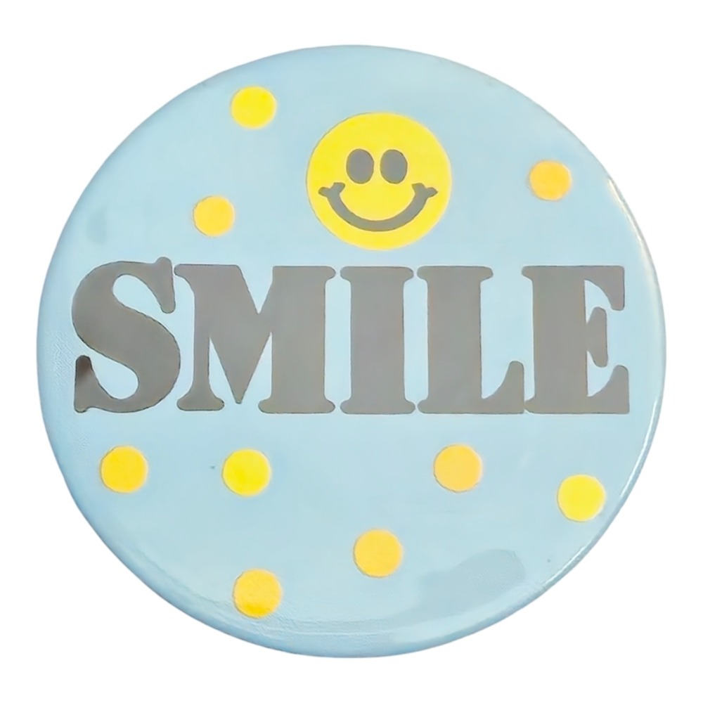 Vintage Smile Smiley Face‎ Pinback Button Pin Blue Yellow